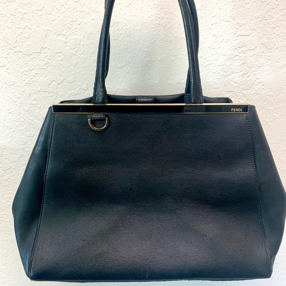 Fendi 2jours Medium Saffiano Elite Leather Black